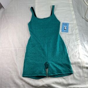 Fleo Bodysuit Women's Heather Teal Open Back Jumpsuit One Piece NWT